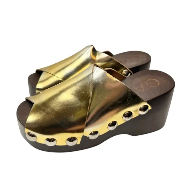 靴 GANNI leather platform sandals 37 Ganni Leather Ankle-Strap Platform Sandals | Neiman Marcus